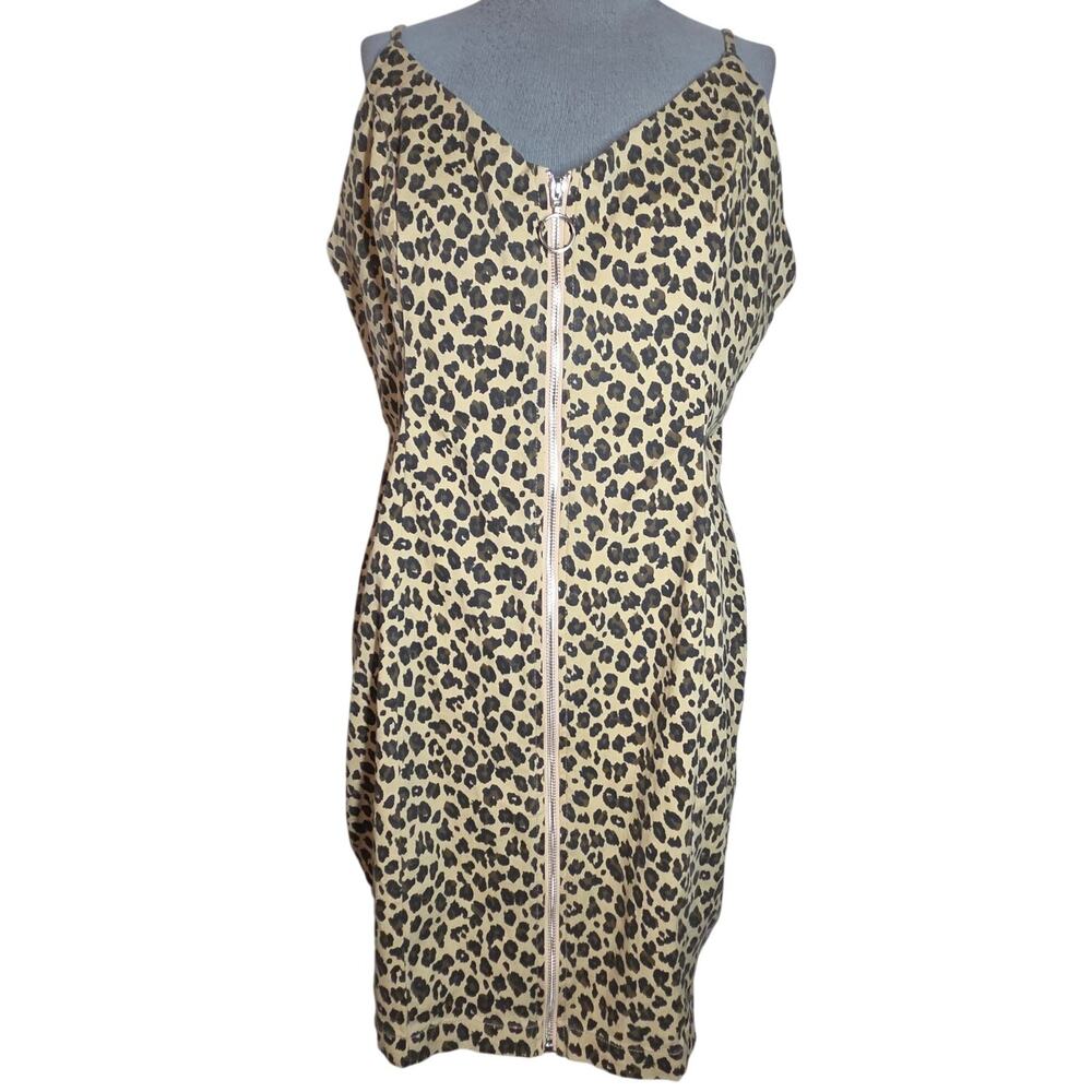Animal Print Sleeveless Cotton Blend Dress Size 1XL